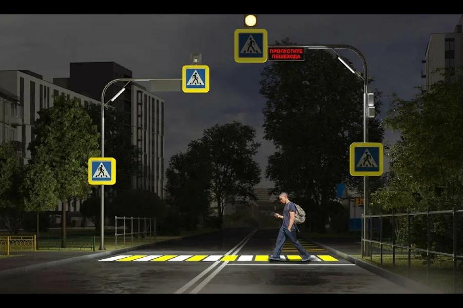 В Салехарде в рамках нацпроекта нерегулируемые пешеходные переходы оборудуют системой сигнального освещения